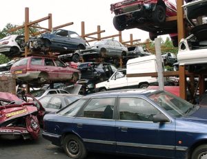 A lot of car being wrecked, here at car wreckers