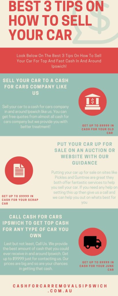 Info-graphic for the best 3 tips on selling your car in Ipswich